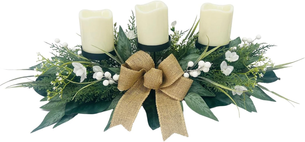 3 Wick Candle Holder with Artificial Flower C735922