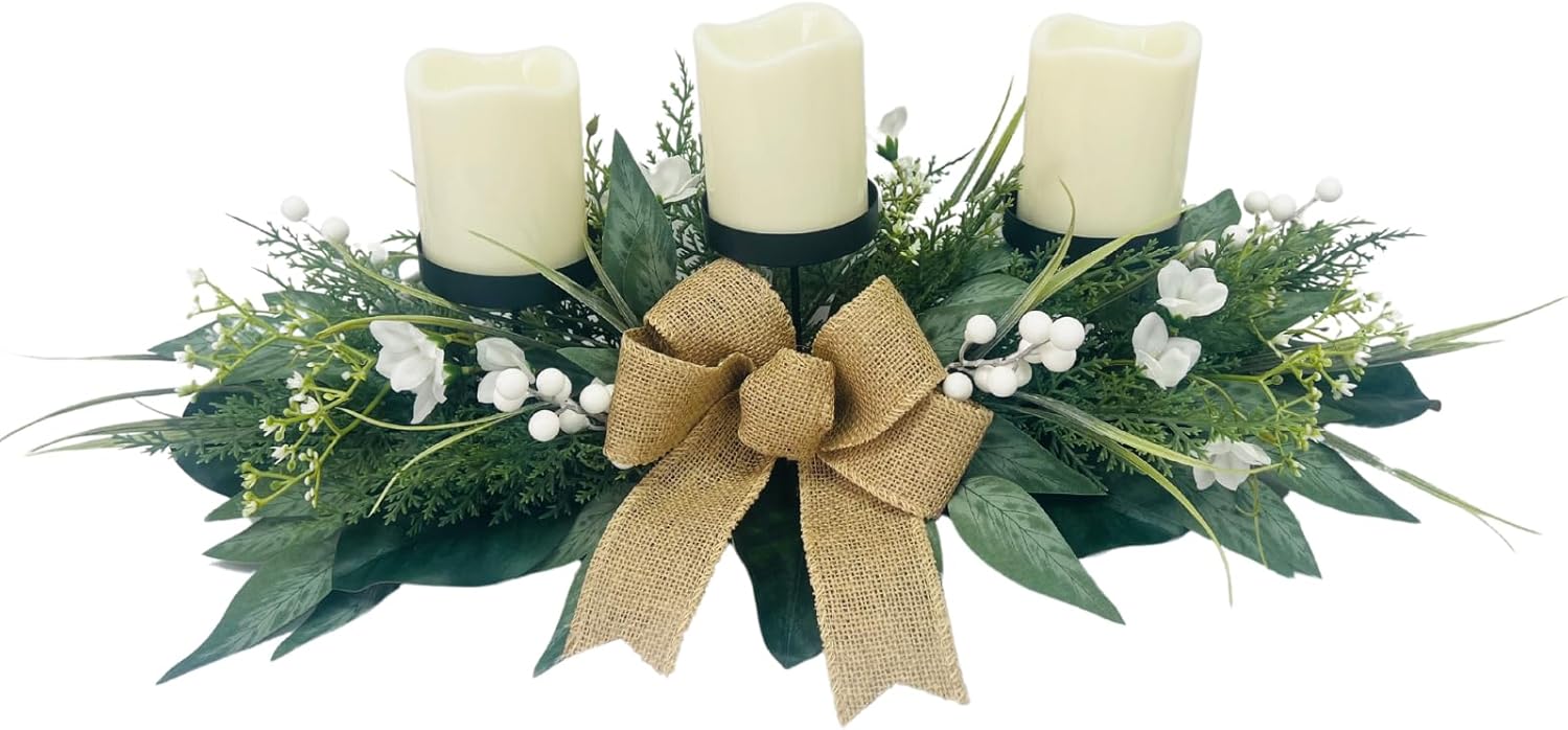 3 Wick Candle Holder with Artificial Flower C735922