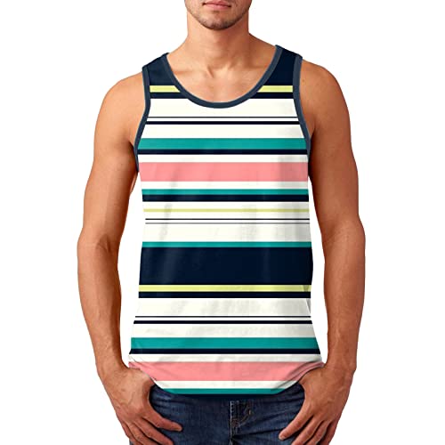 Striped Sleeveless Crew Neck Athletic Tank Tops J321