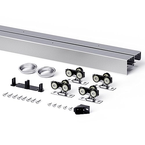 6FT Bypass Double Sliding Pocket Door Hardware Kit, Aluminum B4087