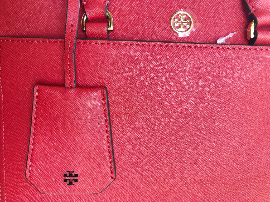 Small Double Zip Tote Satchel Crossbody Bag Poppy Orange Red K96922