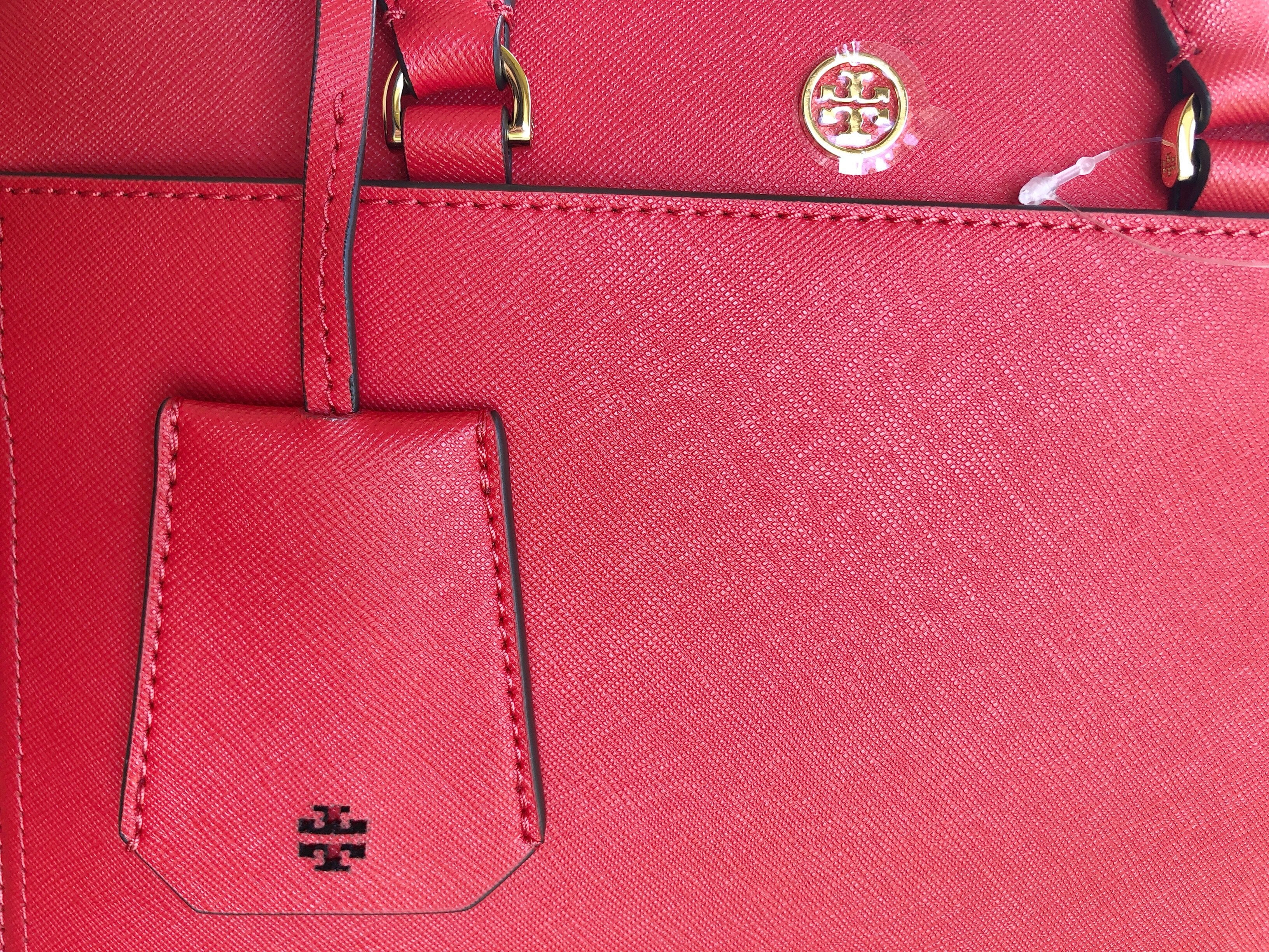 Small Double Zip Tote Satchel Crossbody Bag Poppy Orange Red K96922