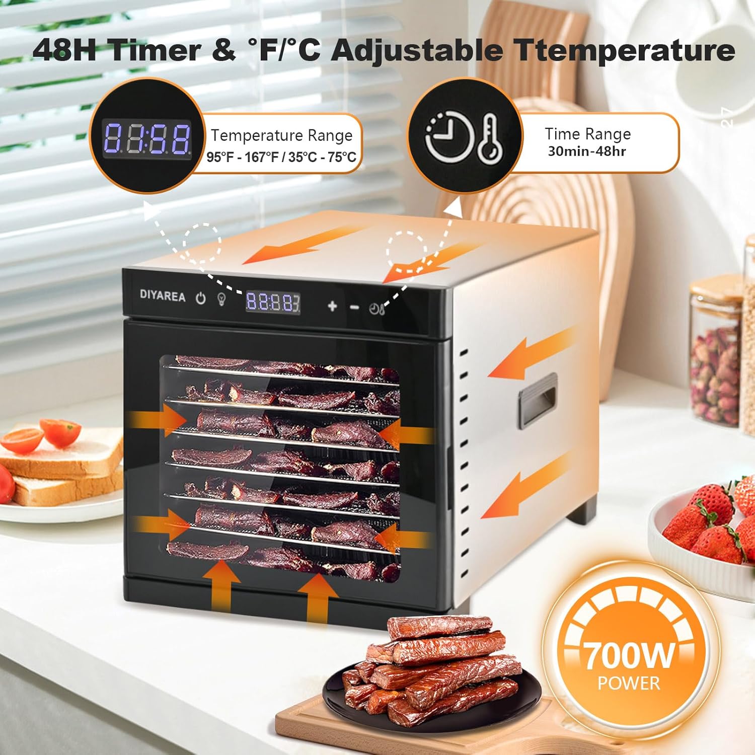 8 Stainless Steel Trays Food Dehydrator U2985