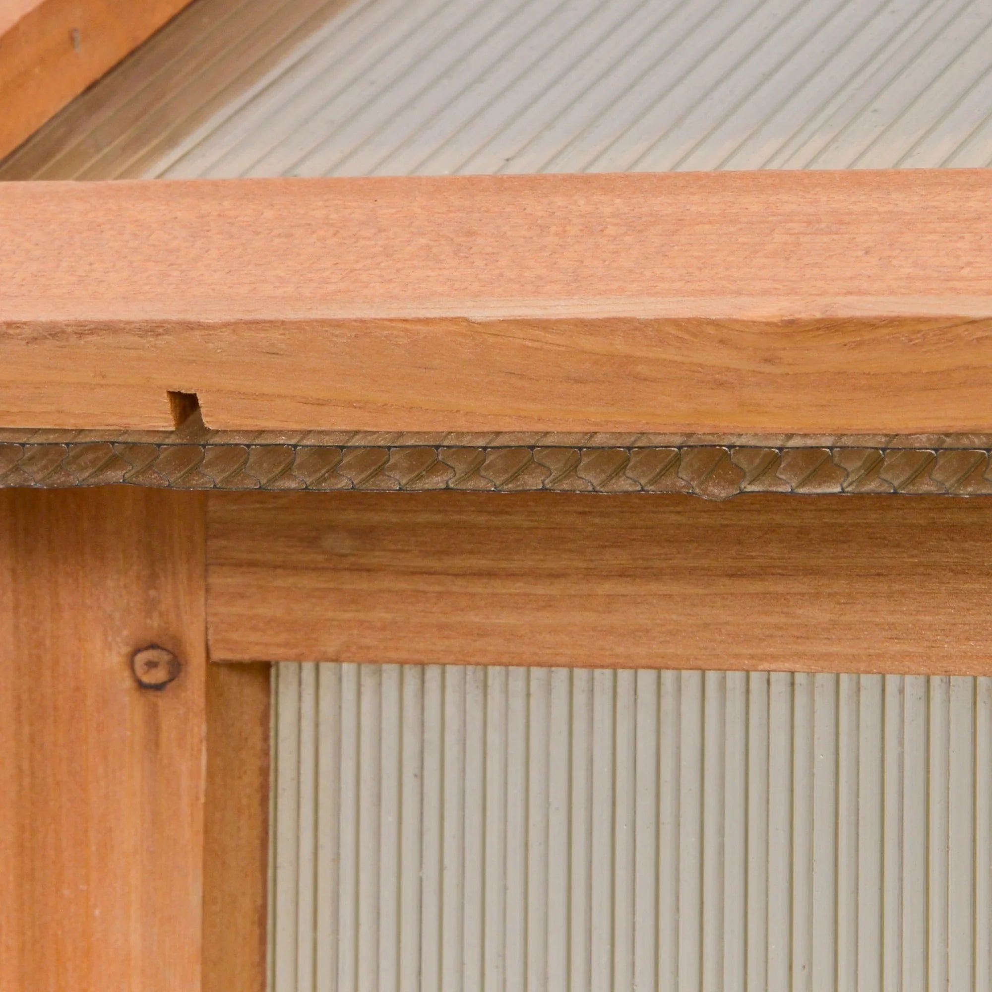 Natural Polycarbonate Wooden Greenhouse Q8482