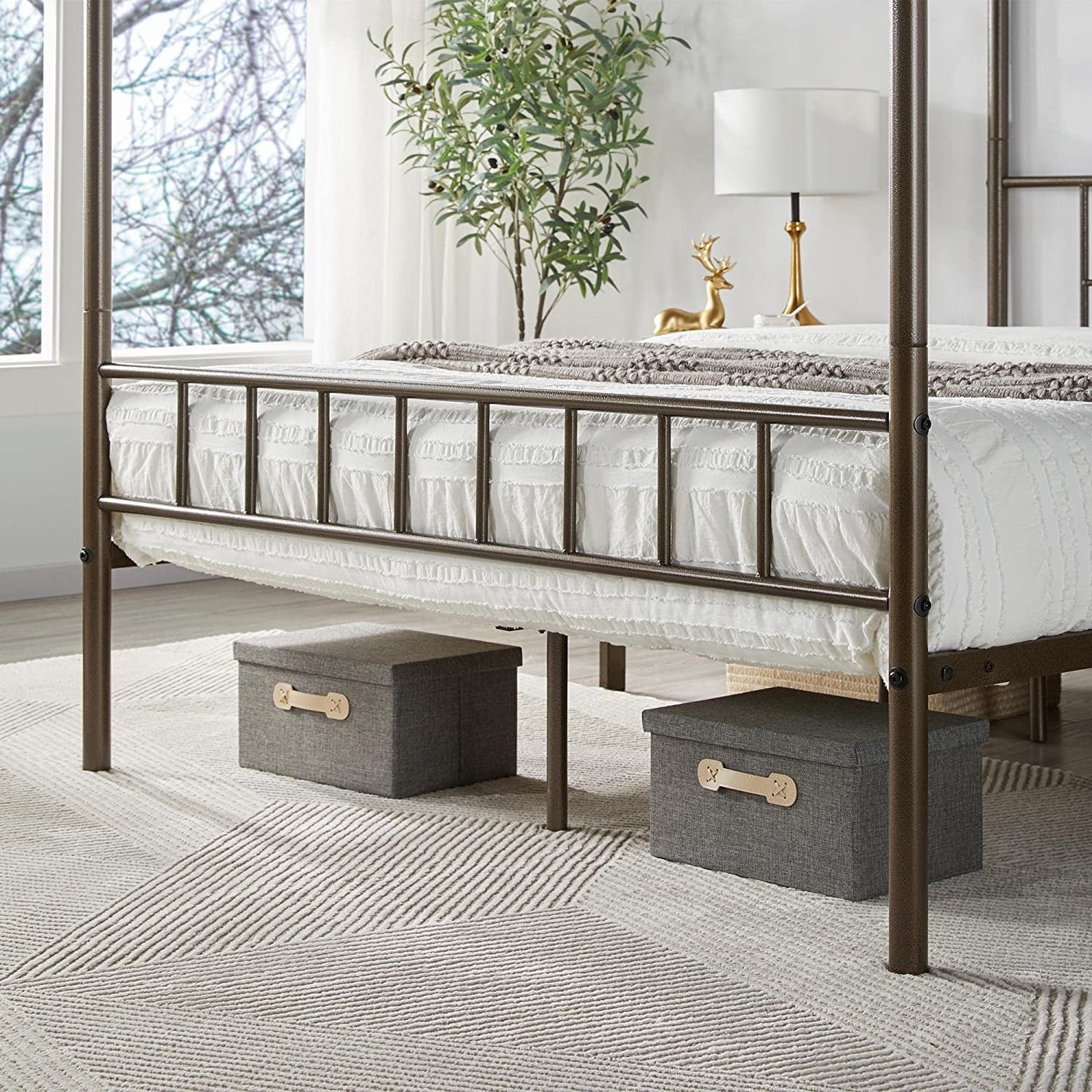 Queen Bronze Metal Canopy Bed Frame N6367