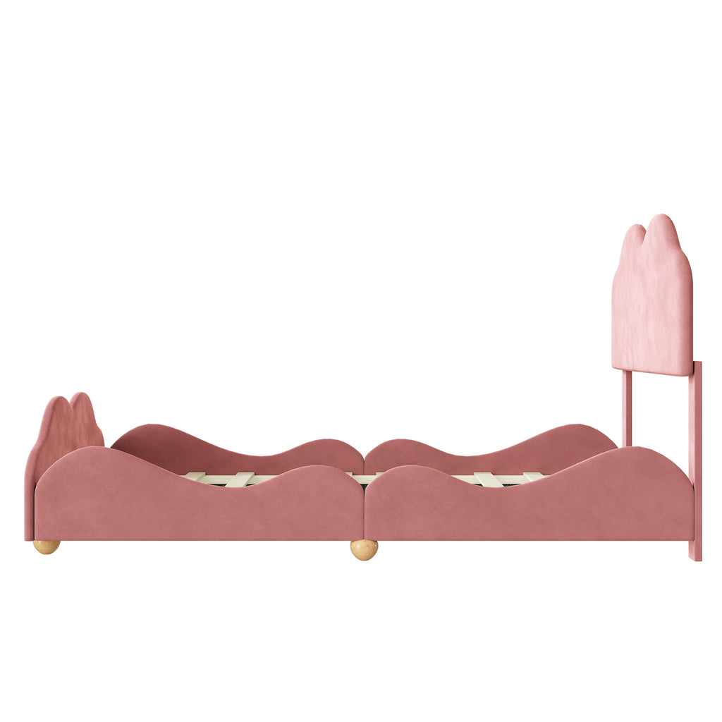 Dark Pink Upholstered Full Size Platform Bed Frame with Headboard P282288