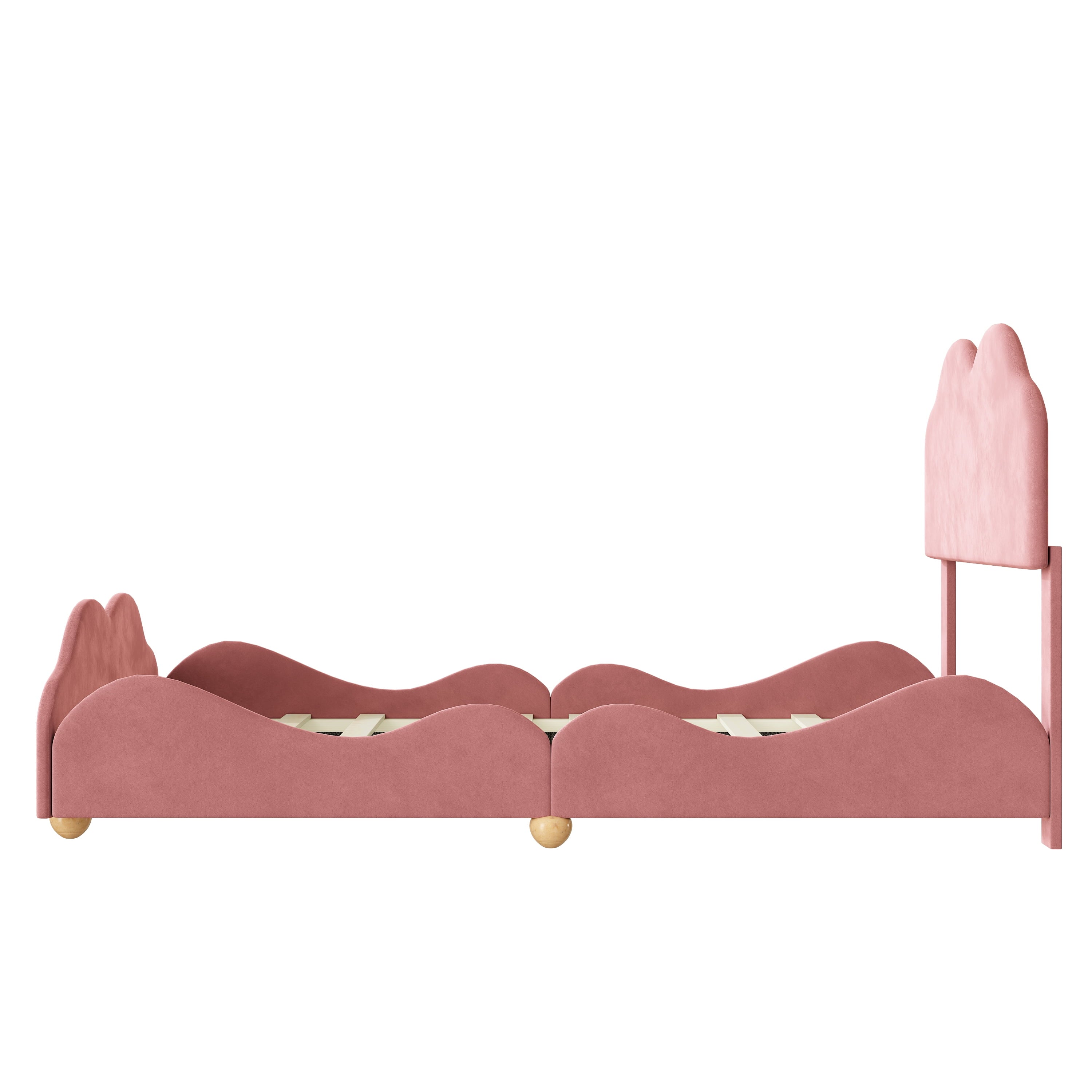 Dark Pink Upholstered Full Size Platform Bed Frame with Headboard P282288