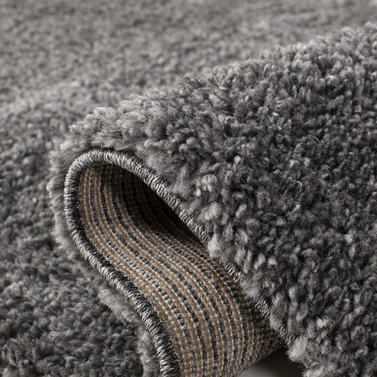Grey 4' x 4' Square Plush Shag Area Rug U9660