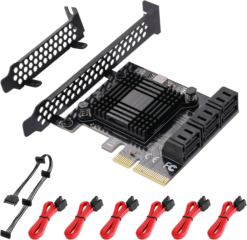 16 Port SATA PCle Expansion Card with 16 SATA Cables and Bracket V7052