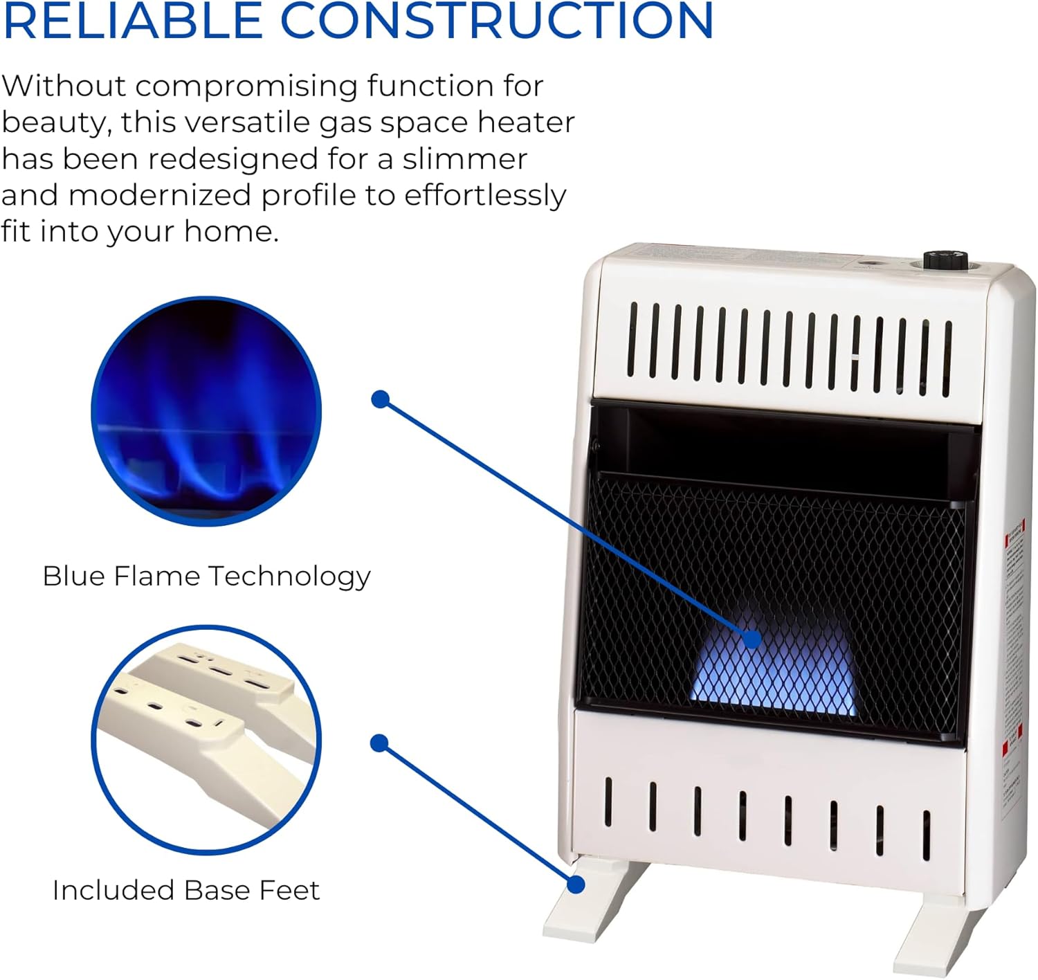 White Ventless Natural Gas Blue Flame Space Heater, 10000 BTU M6512