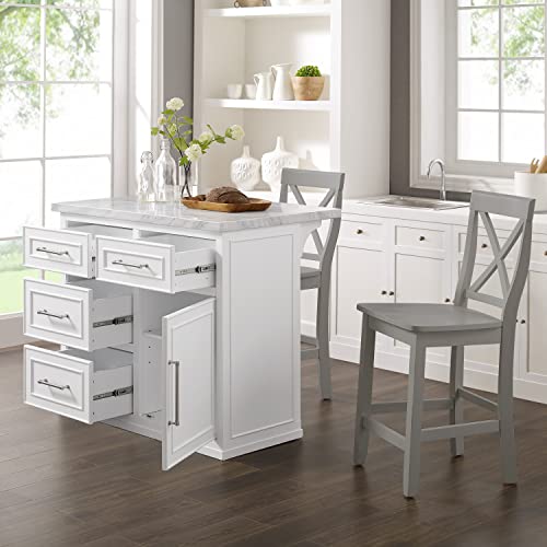 White Faux Marble Top Kitchen Island W448747