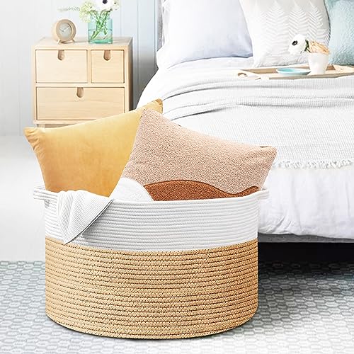 Large Woven Cotton Rope Blanket Basket T674