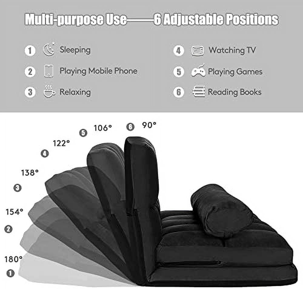 Foldable Floor Sofa with 2 Pillows & Suede Cloth Cover M354