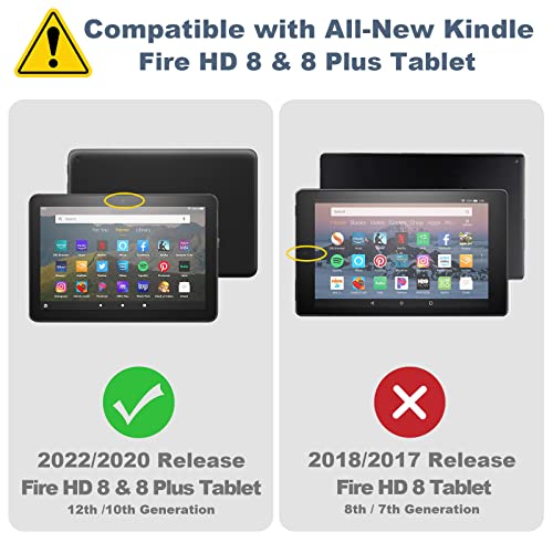 Black Folio Leather Case for Fire HD 8/8 Plus Tablet A3608