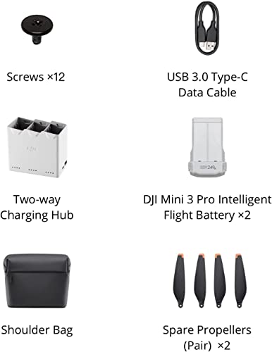 DJI Mini 3 Fly More Kit with Two Intelligent Flight Batteries, Two-Way Charging Hub, Shoulder Bag, Propeller 2-Pairs H79144