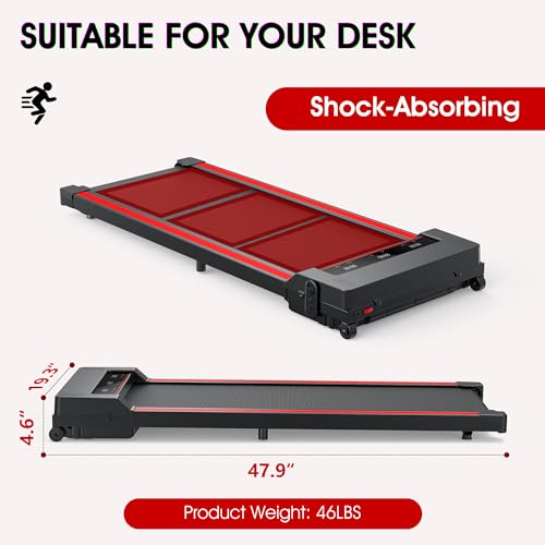 Portable 2-in-1 Under Desk Treadmill with Foldable Wheels and Remote Control Q75829