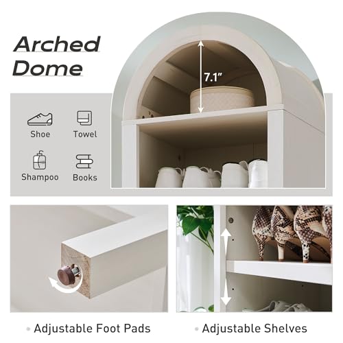 Natural 7 Tier Arched Bookshelf with Adjustable Shelves H827