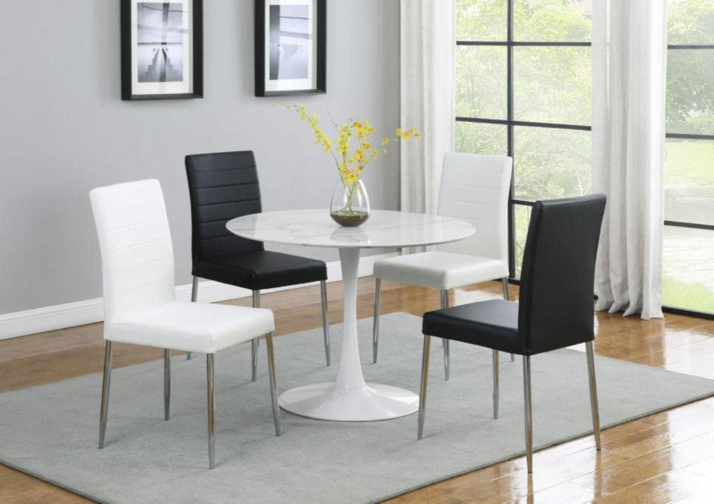 White Chrome Vinyl Dining Chairs Set of 4 Y4265