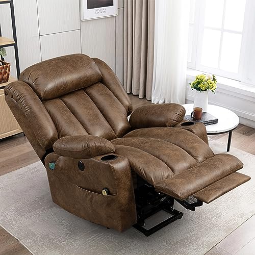 Large Electric Power Lift Recliner Chair with Extended Footrest Brown I377