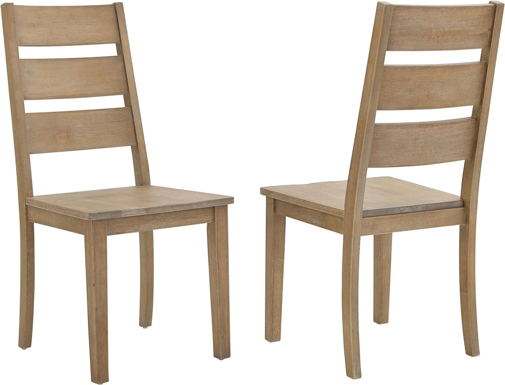 Rustic Brown 2-Piece Ladder Back Dining Chair Set P246