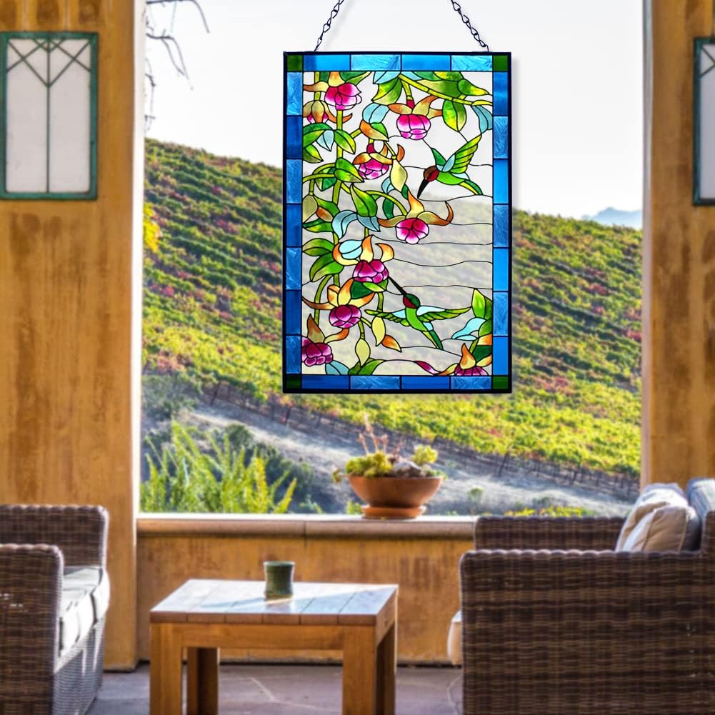 Round Hummingbird Stained Glass Window Suncatcher K337