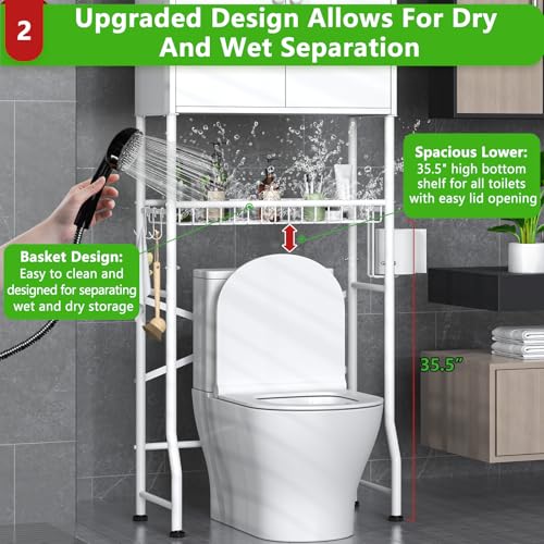 White Over The Toilet Storage Cabinet with 2 Doors T4661