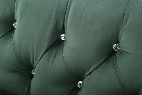 Green Deep Button Tufted Upholstered Sofa with Gold Legs N9819