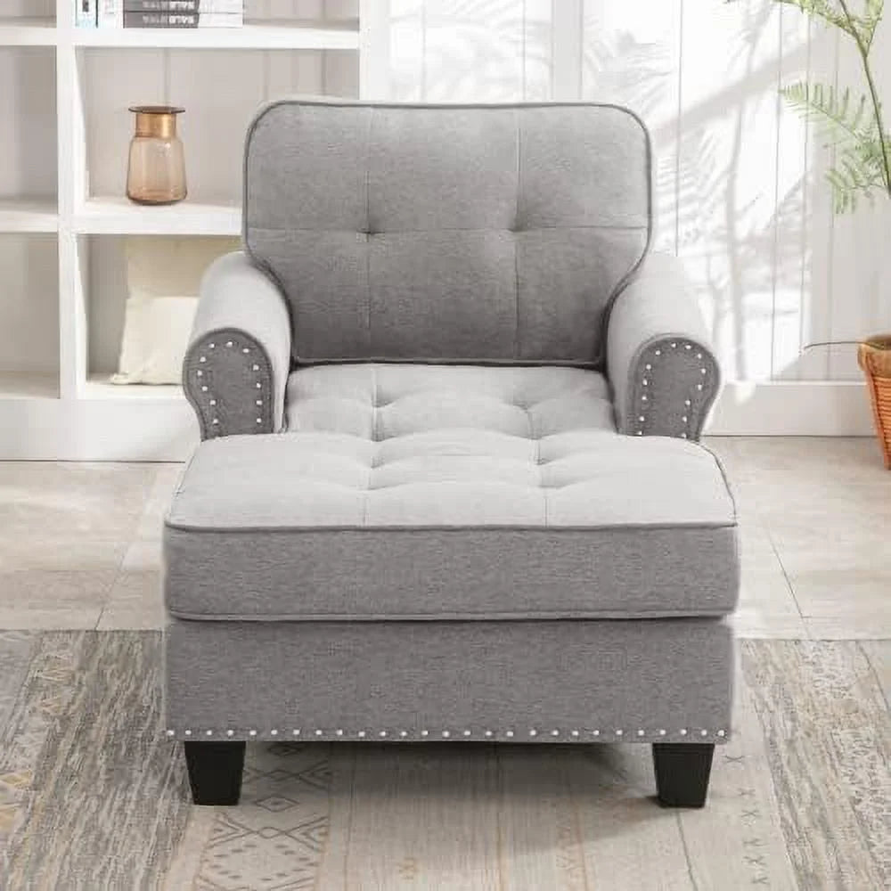 Dark Gray Linen Chaise Sofa Bed C274652