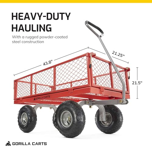 Gray Steel Utility Wagon with Removable Side Panels, 1000 lb Capacity, All-Terrain Wheels R118