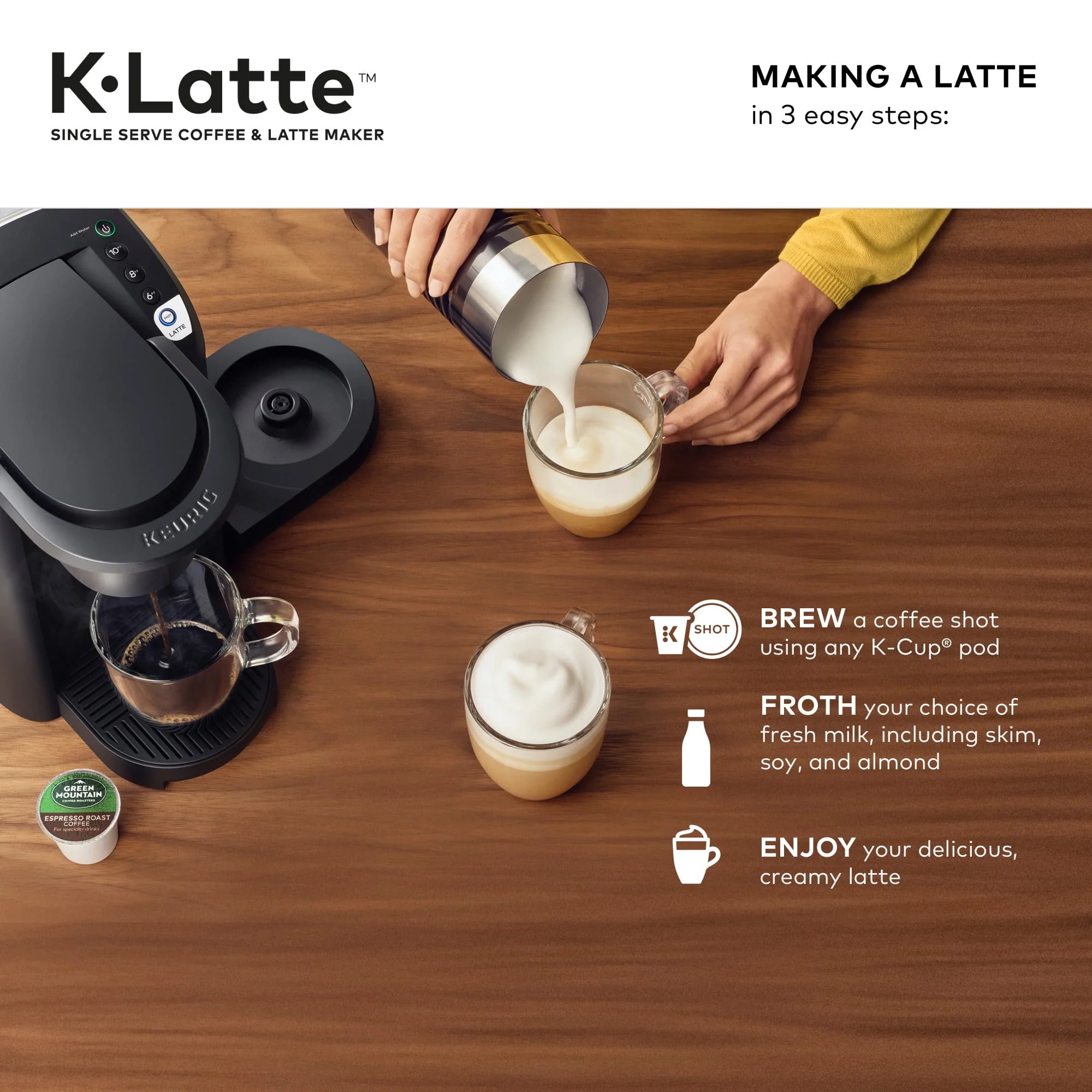 Black Single Serve Coffee and Latte Maker T15924