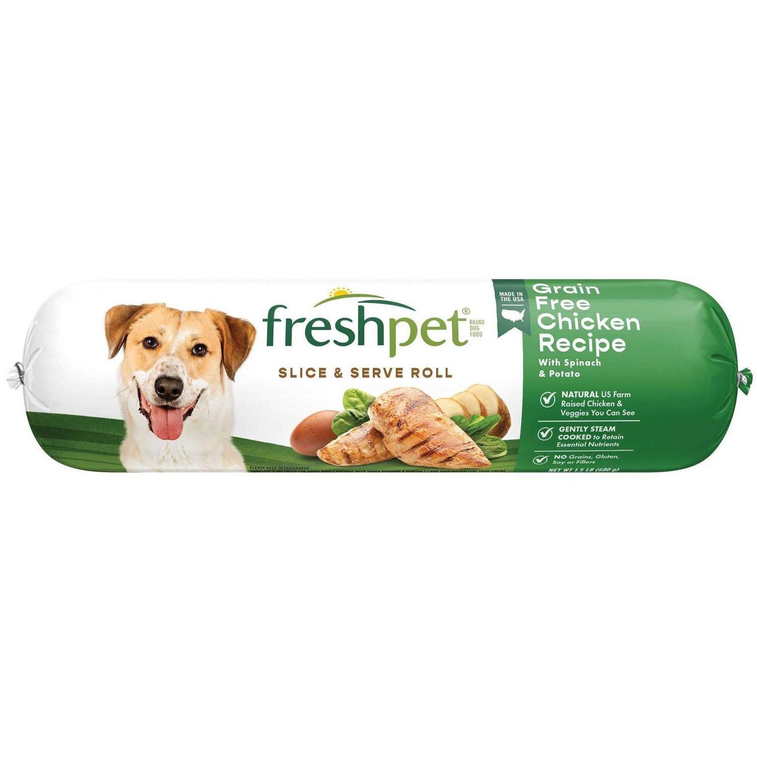 Grain Free Chicken Recipe Slice & Serve Roll Dog Food N27587