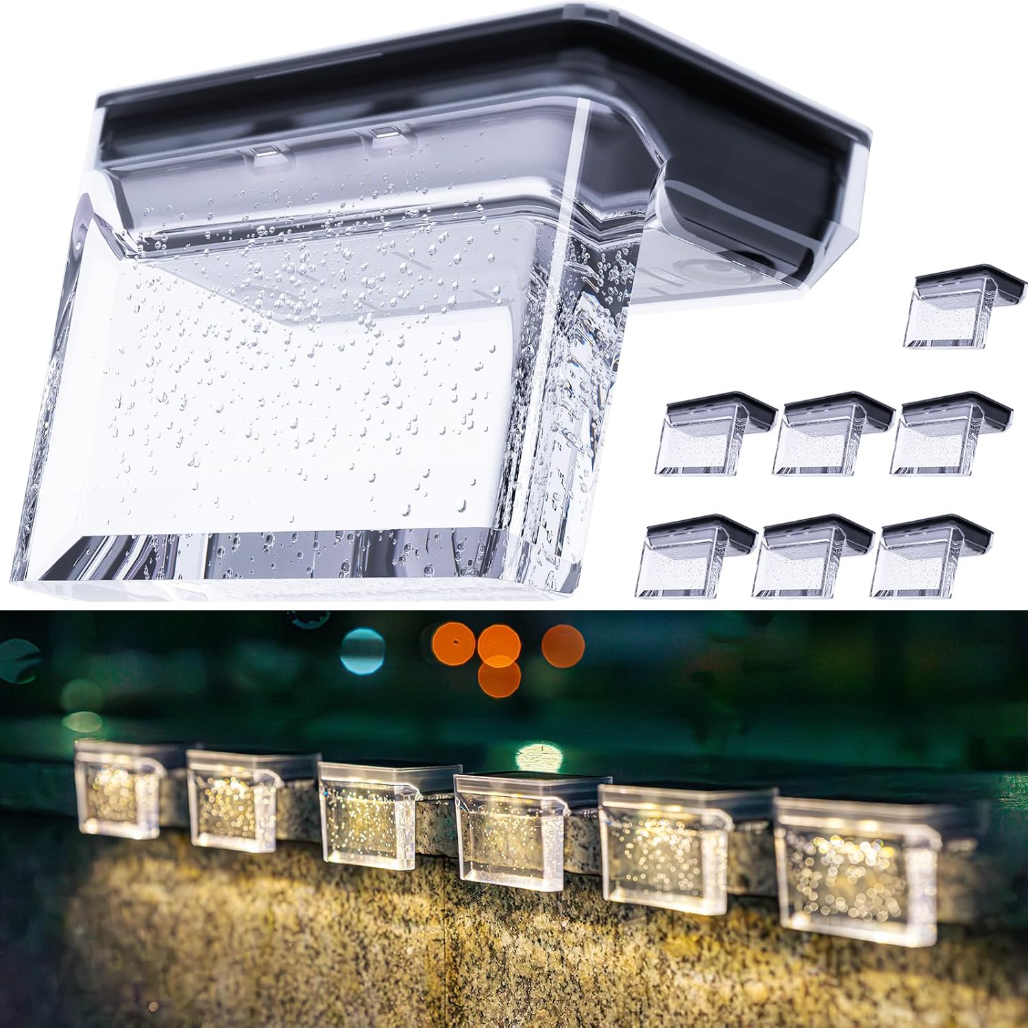 8 Pack Solar Deck Lights, 10 lumens, Warm White X592