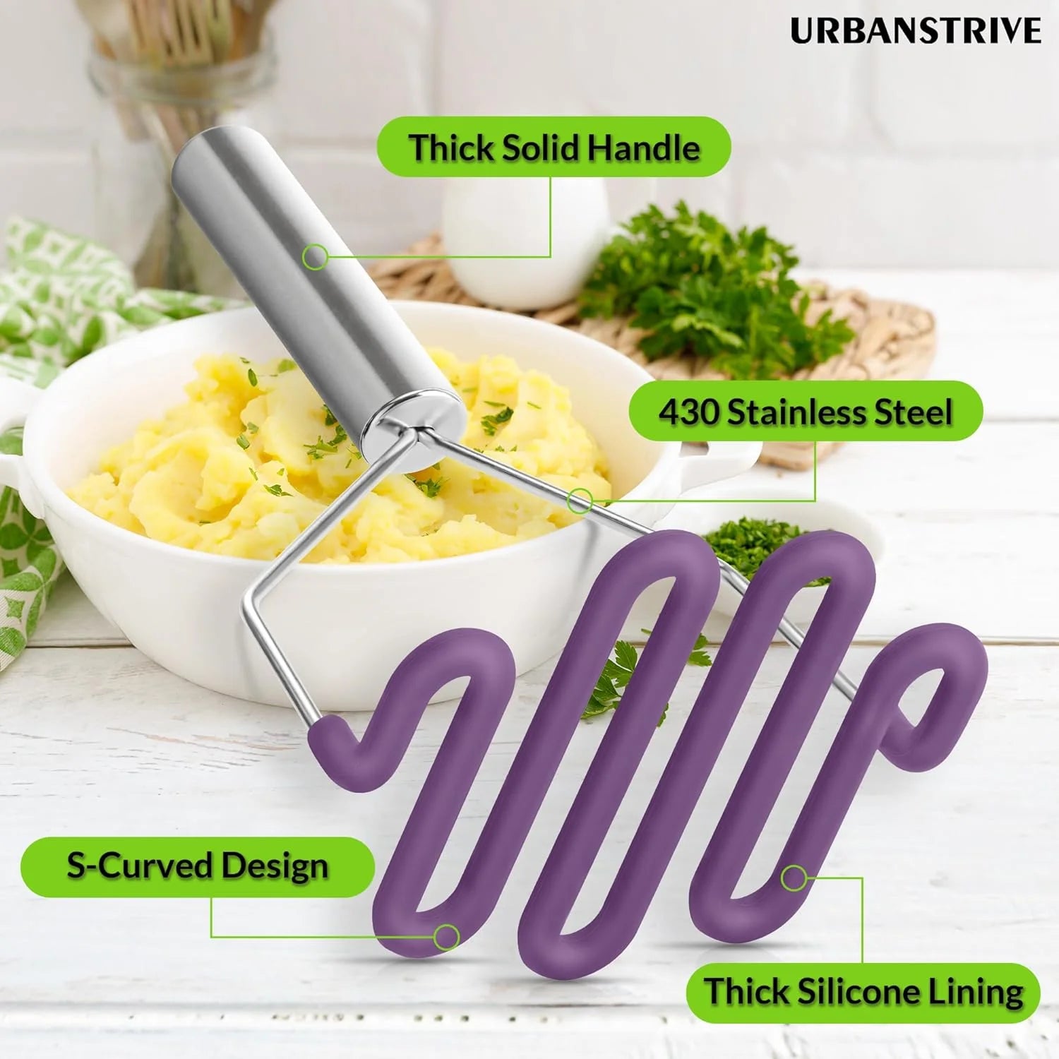 Stainless steel silicone potato mash maker O62646