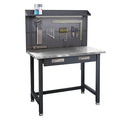 Heavy Duty Commercial Lighted Workcenter with Pegboard, 500 lbs. Weight Capacity, Stainless Steel Top, 48" W x 24" D x 65.5" H R360