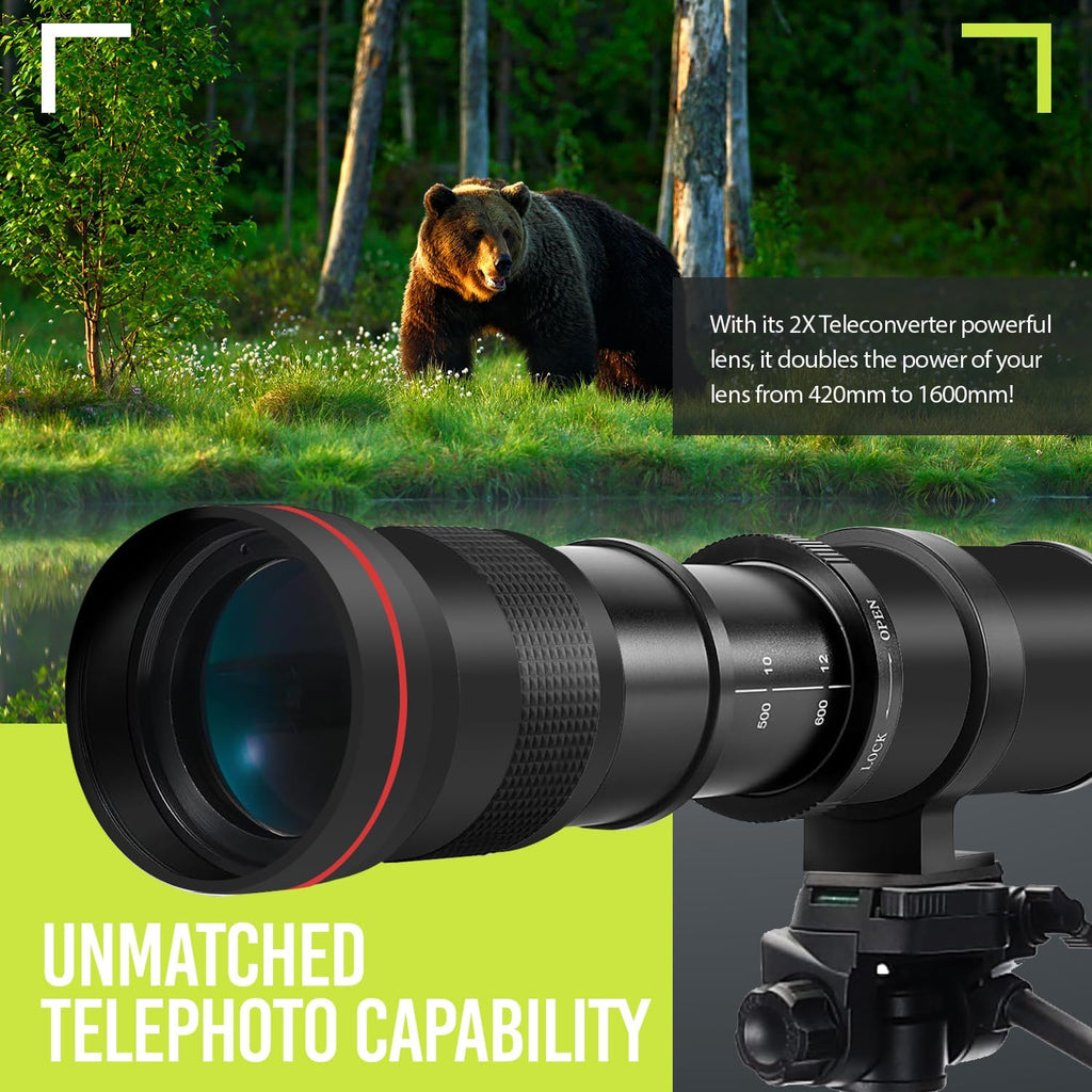 High-Power 420-1600mm f/8.3 Manual Telephoto Zoom Lens D465
