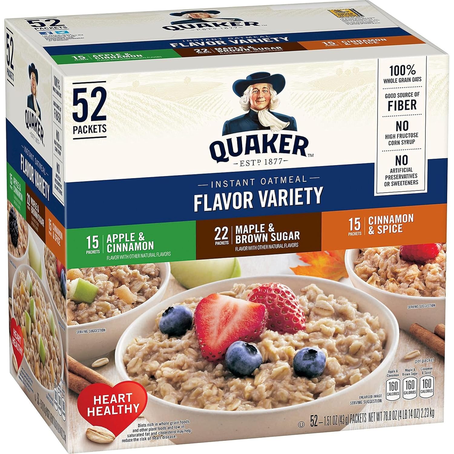 52 Ct. Instant Oatmeal Variety Pack M1132