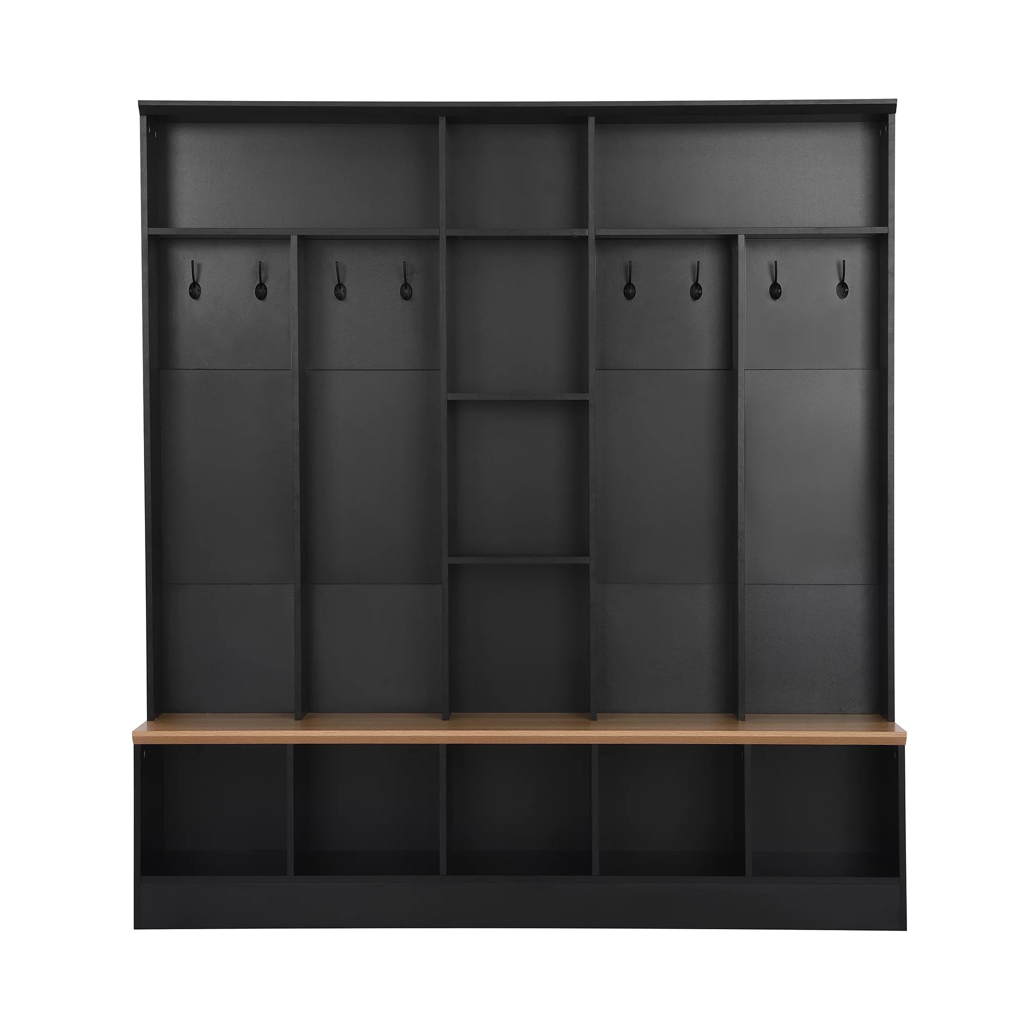 Black Hall Tree with Storage Bench and 8 Hooks P499768