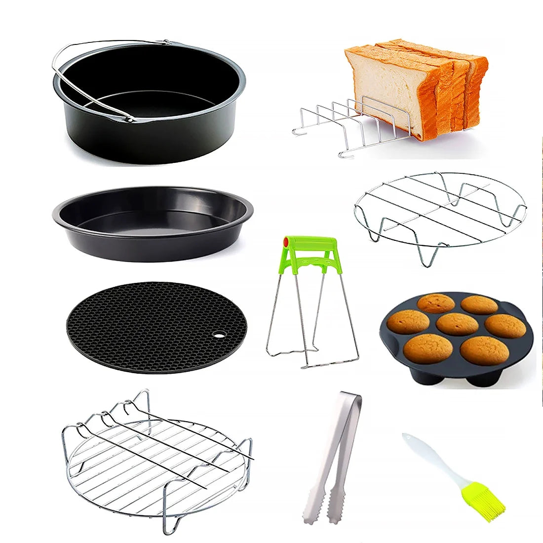 7 Inch Set of 10 Pcs Air Fryer Accessories U6448