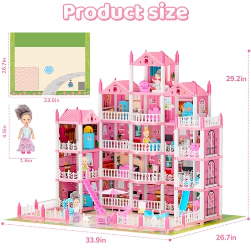 5-Story Doll House with 19 Rooms, Lights, Dolls, and Furniture A1979