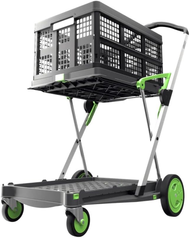 Green Collapsible Folding Trolley with Storage Crate I461
