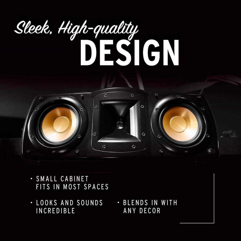 Black Center Channel Speaker with Dual 5.25” Woofers and 1” Tweeter F15704