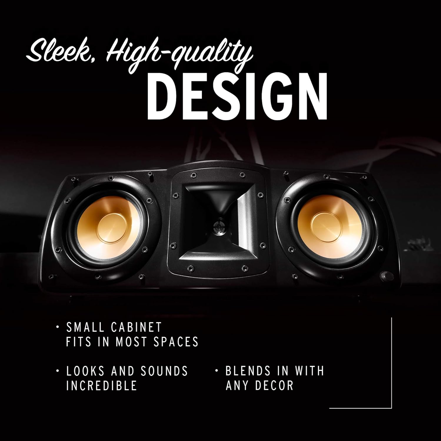 Black Center Channel Speaker with Dual 5.25” Woofers and 1” Tweeter F15704