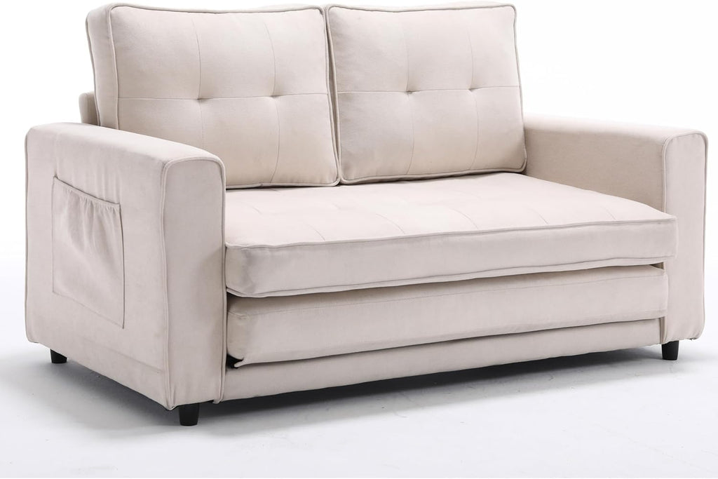 Beige Velvet Sofa P4391