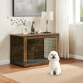 Wooden Dog Crate End Table with Dual Doors, 27 Inch P582