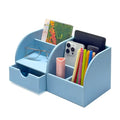 Black Leather Desk Organizer Pen Holder Storage Box P542