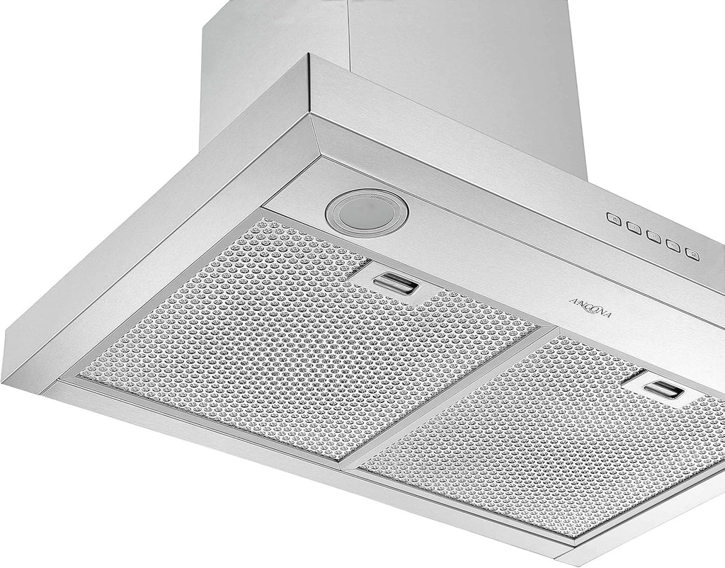 30” 600 CFM Wall-Mounted Convertible Rectangular Range Hood with LED Lights Stainless Steel V495