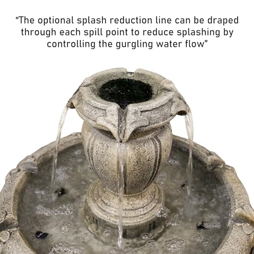 3-Tiers Concrete Water Fountain with Submersible Electric Pump N8129