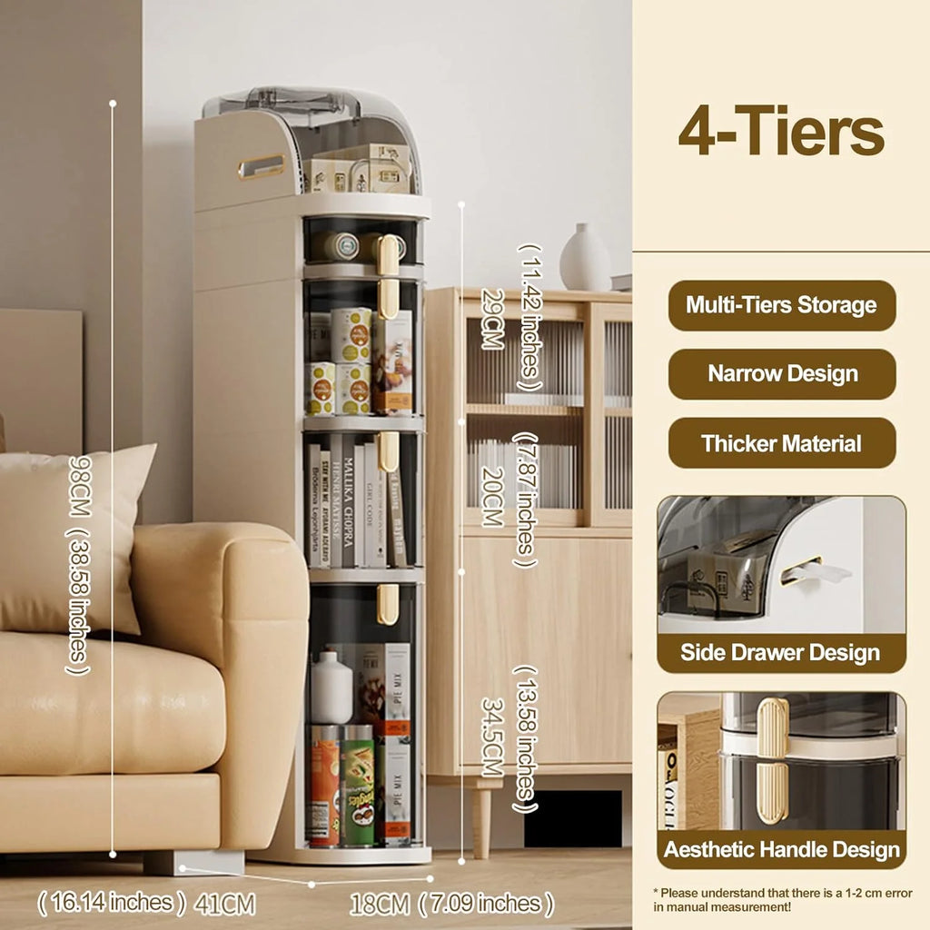 4-Tiers Narrow Bathroom Floor Cabinet with Clear Drawers W78179