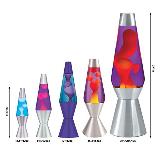 27 Inch Silver Base Grande Lamp with Pink Wax in Purple Liquid J393