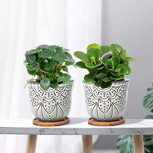 Brown Retro Large Ceramic Planter Set of 2 C218254